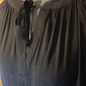 Nine West Black Long-Sleeve Tie-Neck Blouse